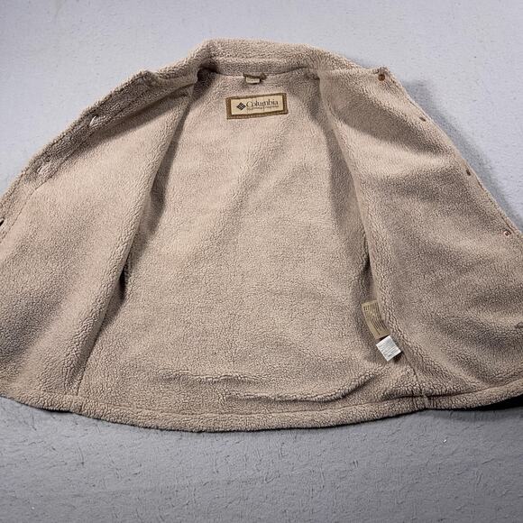 Columbia Jacket Women Medium Leather Sherpa Lined Fleece‎ Collar Coat Outdoors - Picture 8 of 9